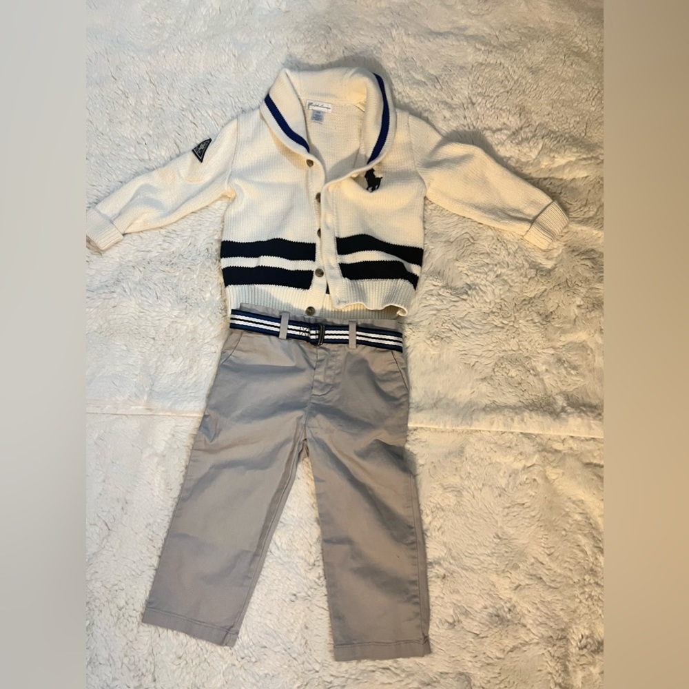 Three piece bundle, Toddler boys Polo Ralph Lauren sweater Khakis& button down